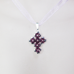 Pendant 45cm - Theonie-Violet Organza - Pendant 45cm - Laiton argenté